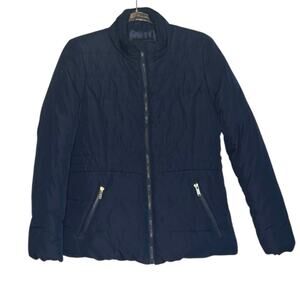 New York & Co Blue Quilted Puffer Jacket Size M Zip Front Winter Coat